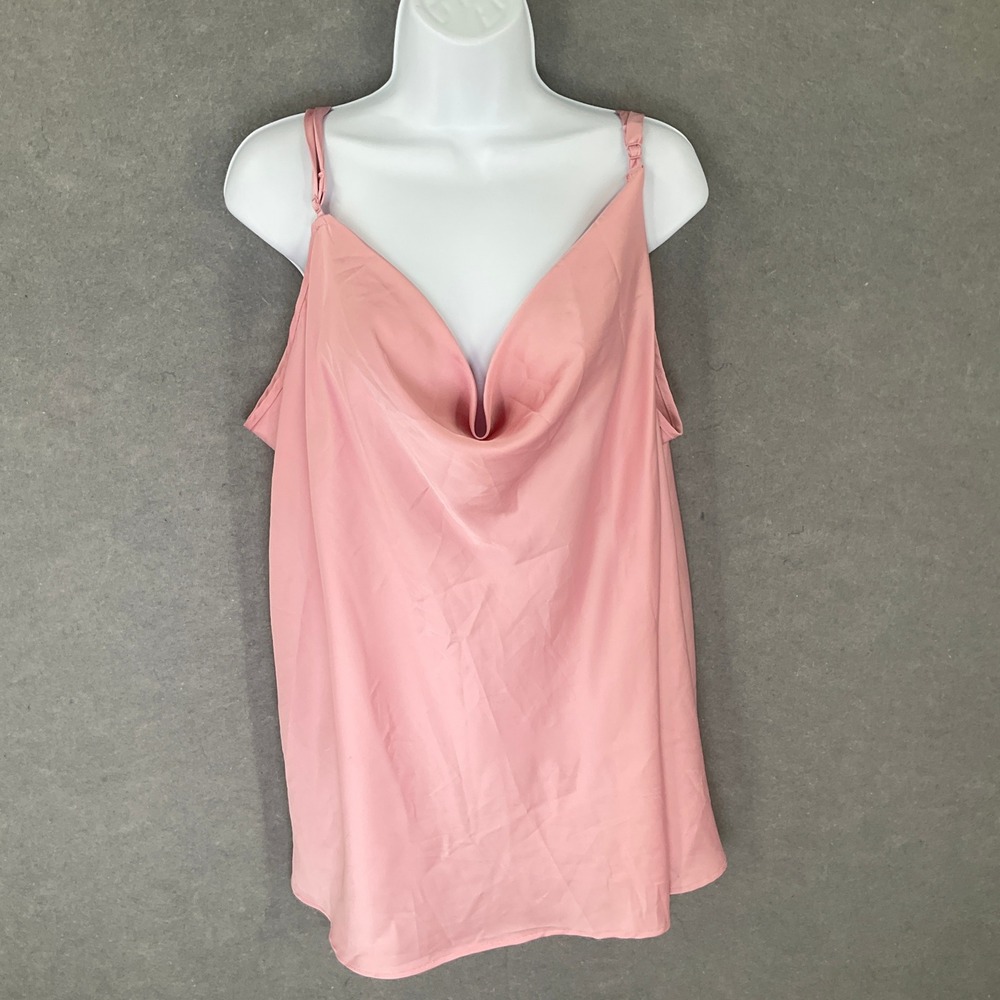 Torrid‎ Top Women's 2X Pink Satin Coquett Cowl Neck Balletcore Romantic